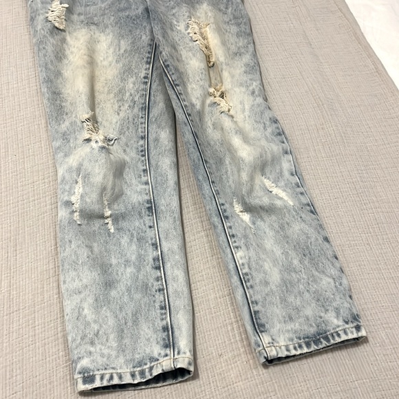 Long Distressed Denim Overalls - Picture 3 of 4